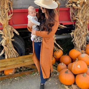 Rust Orange Long Cardigan